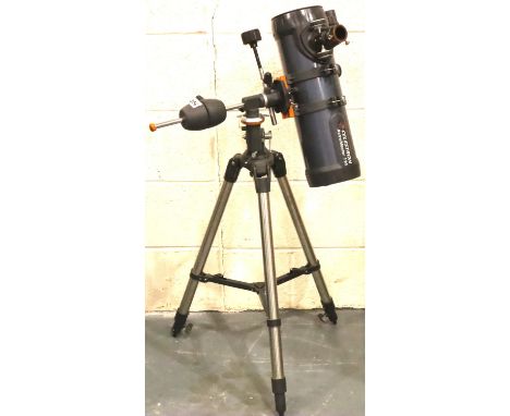 Celestron Astromaster 114 Lunar telescope on tripod, lacking eye piece and slow motion. Not available for in-house P&amp;P, c