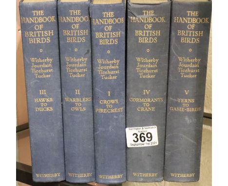 The Handbook of British Birds; volumes I-V, second edition 1944, cloth bound with monochrome plates. P&amp;P Group 2 (£18+VAT