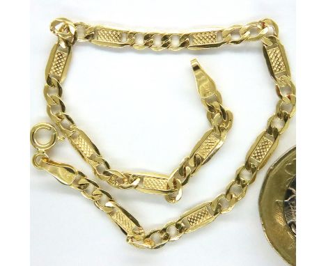 14ct gold bracelet, L:19 cm, 1.9g. P&amp;P Group 1 (£14+VAT for the first lot and £1+VAT for subsequent lots) 