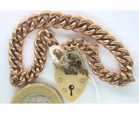 9ct rose gold bracelet with individually marked links, L: 16 cm, 18.8g. P&amp;P Group 1 (£14+VAT for the first lot and £1+VAT