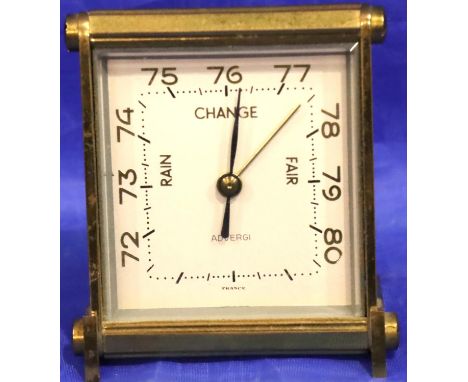 Advergi French lacquered brass barometer. P&amp;P Group 1 (£14+VAT for the first lot and £1+VAT for subsequent lots) 