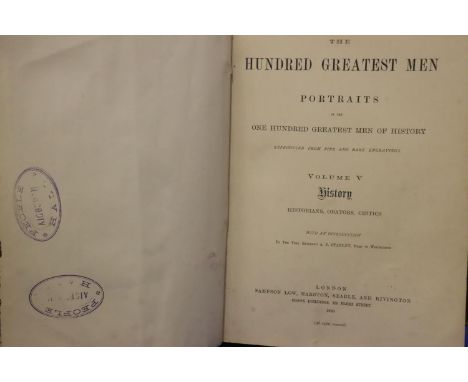 Large hardback book, The 100 Greatest Men Portraits volume 5, dated 1880. P&amp;P Group 3 (£25+VAT for the first lot and £5+V