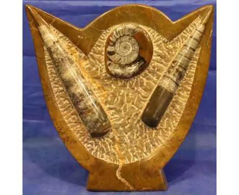 A large near symmetric fossilised ammonite, H: 20 cm. P&amp;P Group 3 (£25+VAT for the first lot and £5+VAT for subsequent lo