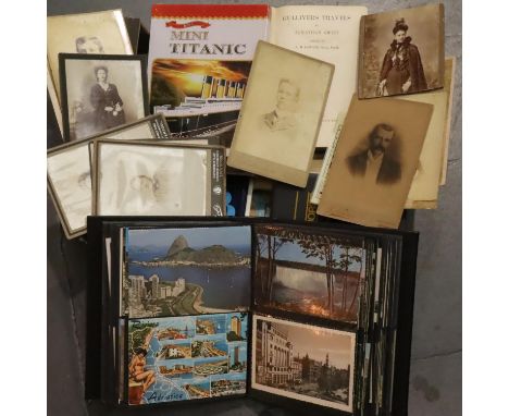 Mixed ephemera to include 19th century portrait photographs, an album of UK postcards etc. P&amp;P Group 2 (£18+VAT for the f