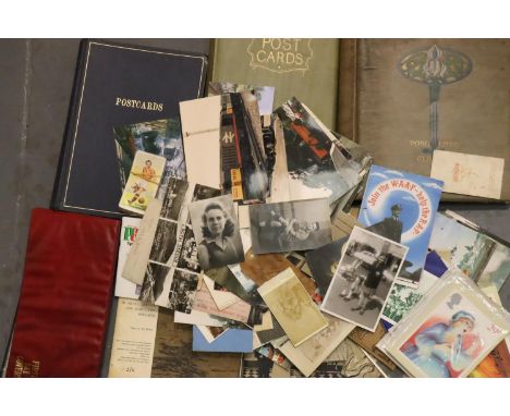 Mixed ephemera including postcards, early photographs and portraits etc. P&amp;P Group 3 (£25+VAT for the first lot and £5+VA