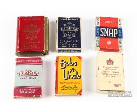 Three vintage Waddington's 'Lexicon' card games; together with Bobs Y'r Uncle; Snap; and Pepys Series 'Pilgrim's Progress' il