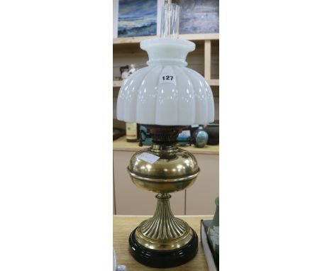 A brass oil lamp