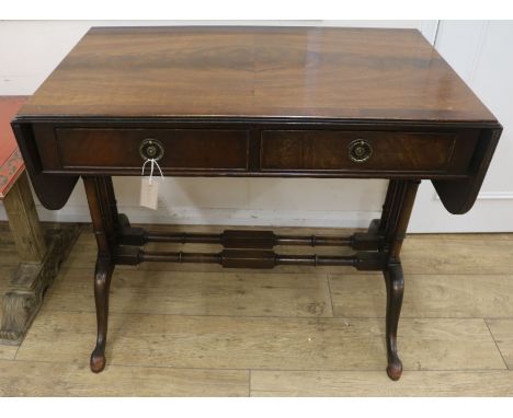 A reproduction mahogany sofa table, W.93cm