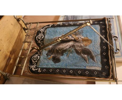 A Victorian beadwork firescreen, and another