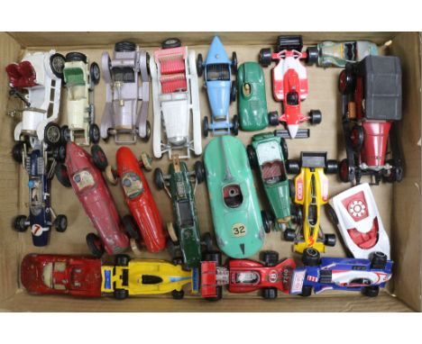 A collection of assorted Dinky and Matchbox racing cars, coaches, etc.