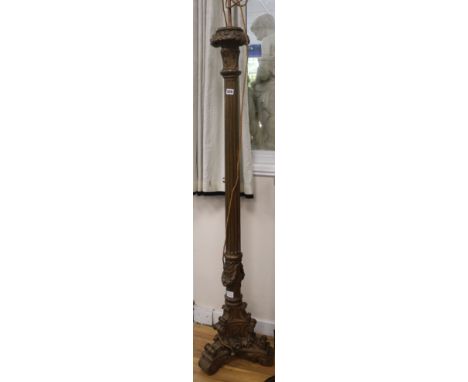 A coppered finished lamp standard