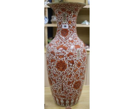 A large Chinese iron red enamelled vase, 19th century