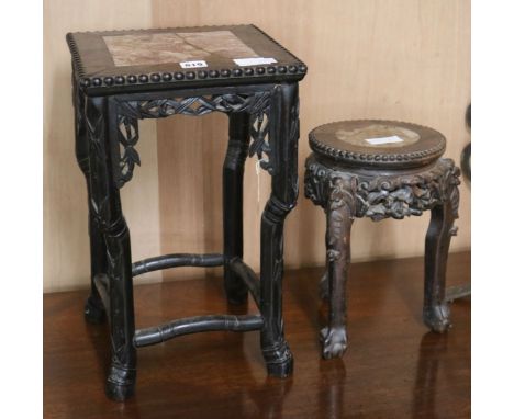 Two Chinese vase stands, H.45cm. H.43cm