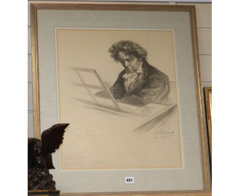 Leonid Osipovic Pasternak (1862-1945), lithograph, Piano player, signed in the plated and inscribed in pencil, 50 x 42cm