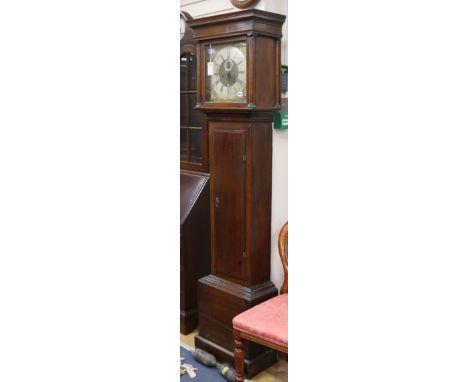 A George III oak longcase clock, the eight-day movement by James Foy, Taunton H.194cm