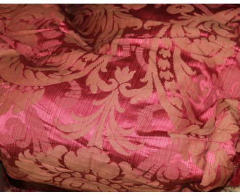 A pair of red damask curtains