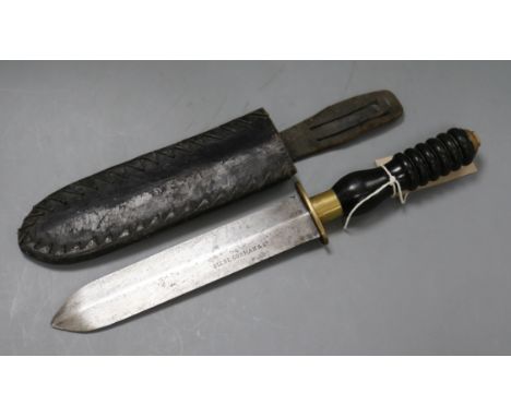 A German diver's knife, circa 1930's, the blade stamped 'Siebe.Gorman &amp; Co.', having turned bakelite grip, brass top nut 