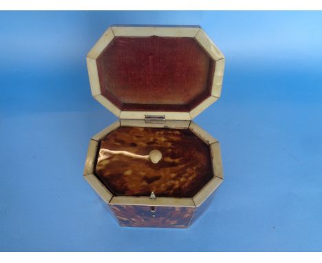 A Regency Silver and Tortoise Shell Single Tea Caddy