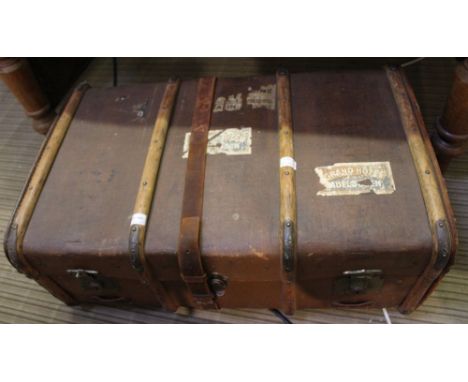 A beech staved round steamer trunk 