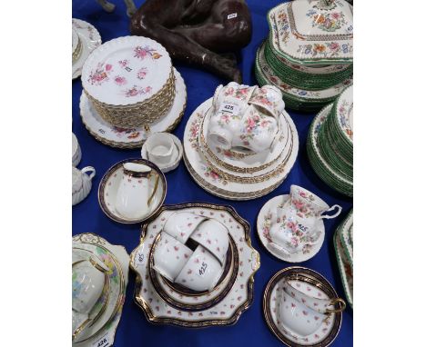 A Royal Albert Moss Rose tea and dinner service, an Adderley's rose decorated teaset and Copeland Spode flower decorated plat