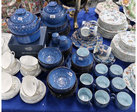 A Denby Midnight dinner service with a set of Bohemia crystal glasses Condition Report: Eight large bowls, six small bowls - 
