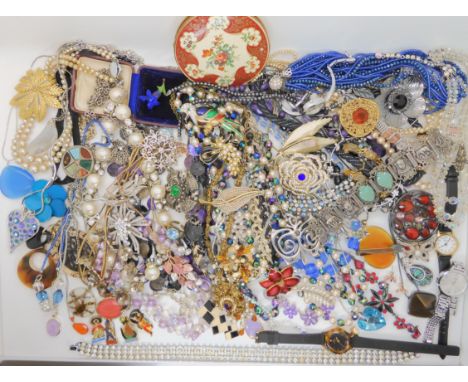 A collection of vintage costume jewellery to include a retro pewter pendant by R. Tennesmed of Sweden Condition Report: Not a