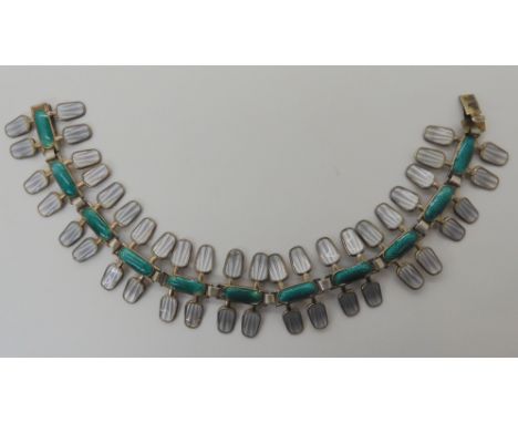 A mid century retro silver gilt enamelled bracelet by Norwegian silversmith Aksel Holmsen Condition Report: Some chips to the
