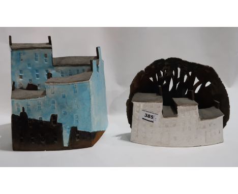 Two pottery models of tenements, incised signature M Read? Provenance: The Late Dr Helen. E. C. Cargill Thompson Condition Re