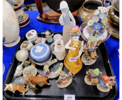 A collection of figures including Hummel and Coalport, trinket boxes etc Condition Report: Available upon request