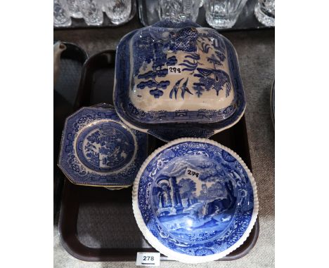 Six Copeland Spode Italian pattern bowls and other blue and white pottery Condition Report: Not available for this lot