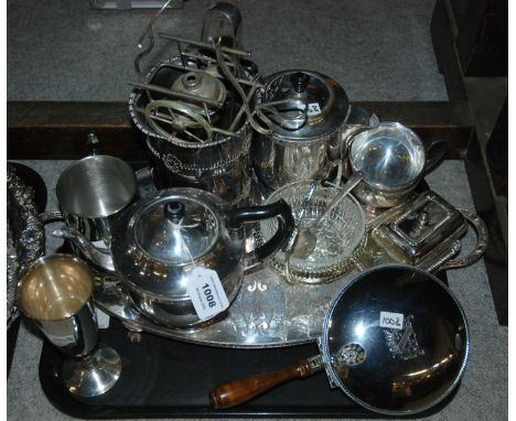 A lot comprising two tray lots of EP - teapot, wine cooler, salvers wine coasters etc Condition Report: Available upon reques