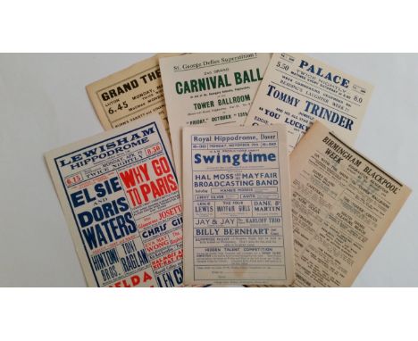 THEATRE, programmes &amp; handbills, Music Hall and Variety, 1930s-40s, inc. Theatre Royal Chatham, East Ham Palace, Grand Th