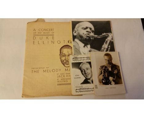 JAZZ, selection, inc. programme, A Concert of the Music of Duke Ellington, Trocadero Theatre 1933; promotional cards, Jazz Cl