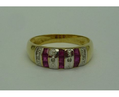 A 9ct gold and ruby ring, weight 2g, size N