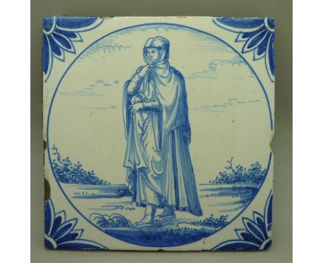 A 19th Century blue and white tile
