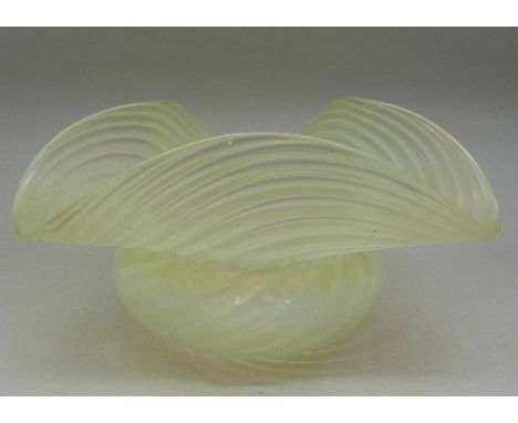 A Victorian vaseline glass lamp shade