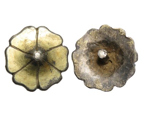 Medieval silver-gilt flower mount, circa 13th - 15th century. 18mm x 6mm, 2.7g. Recorded on PAS as LIN-931987https://finds.or
