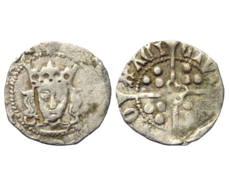 Edward IV penny. Light coinage, 1464-70. York, Archbishop Neville. Crowned fascing bust, G and key at neck. R. Cross with qua
