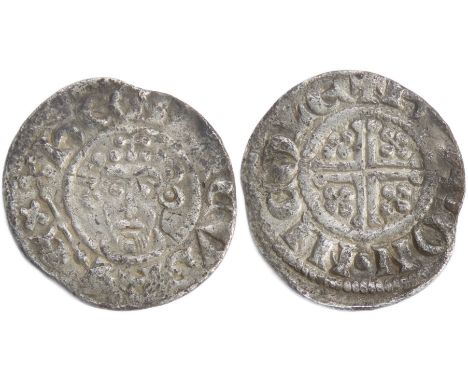 John Short Cross Penny. Lincoln. 1199-1216 AD. Silver, 1.34g. 19mm. Crowned facing bust with sceptre, HENRICVS REX. Short cro