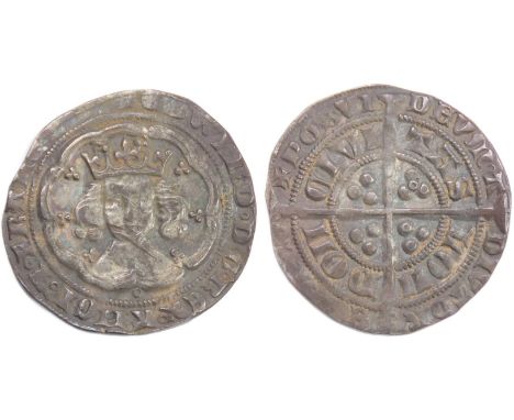 Edward III Groat. Pre-treaty period, 1351-77. Series G, London. Crowned facing bust, annulet below. R. Cross with pellets in 