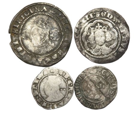 Medieval, Tudor and Stuart hammered silver coin group. Largest 26mm.