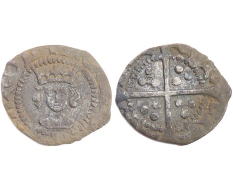 Henry VI halfpenny. Annulet issue, 1422-30 AD. London. Crowned facing bust. R. Cross with pellets in each angle, annulets in 
