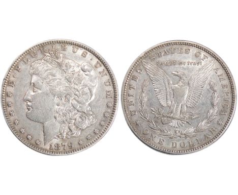 United States Morgan Dollar. 1878. Silver, 26.68g, 38mm. Liberty head, facing left. R. Eagle holding arrows and an olive bran