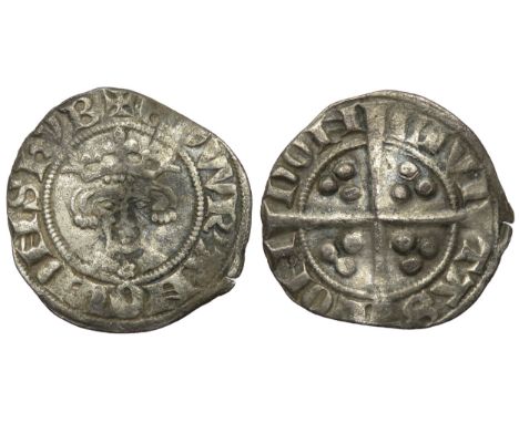 Edward I penny. London, class 7a. Silver, 1.30g. 18mm. Crowned facing bust, rose on breast. R. Cross with pellets in each qua