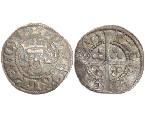 Renaud, Gelderland Sterling. 1272-1326 AD. Crowned facing bust, +COMES GL RENCIS. R. Cross with pellets in each angle, CIVI T