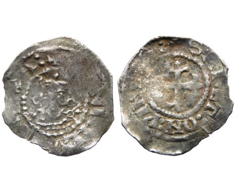 Henry I Penny, 1100-1135 AD. Type 10. Winchester mint. Crowned facing bust, +HENRICVS REX A. R. Cross fleury, +SARET ON PINCE