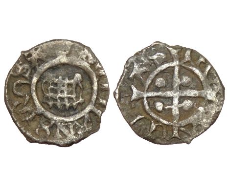 Henry VIII farthing, 1509-1547. Second coinage, 1526-1544. Portcullis, RVTILANS ROSA. R. Pellet in each angle of cross, DEO G