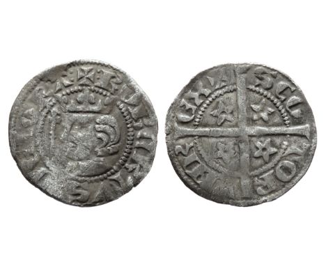 Robert Bruce penny. 1306-1329 AD. Crowned bust left with sceptre, +ROBERTVS DEI GRA. R. Cross with mullets in each angle, SCO