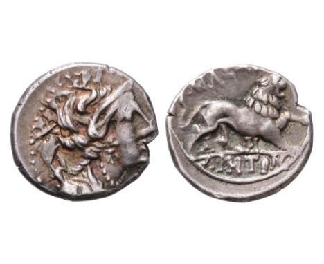 Marsailles Massalia silver drachm. Circa 125-90 BC. Diademed and draped bust of Artemis right, bow and quiver on shoulder. R.