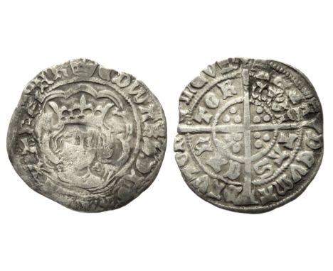 Edward IV halfgroat. Light coinage, 1464-70 AD. Canterbury, Archbishop Bourchier. Silver, 22mm. 1.48g. Crowned facing bust, t
